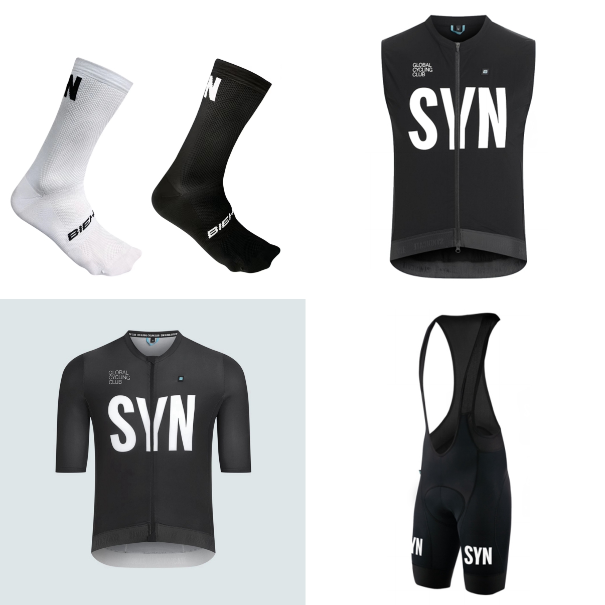 Cycling Bib Shorts - Sommer-Kurzarm-Fahrradanzug 2026 Schwarz-Blau SYN Praktisches Radsport-Trikot